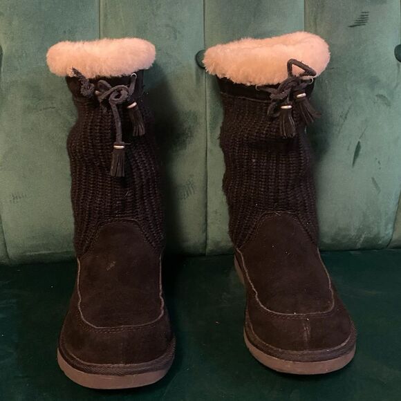 UGG Suburb Crochet Size 6 Suede Sweater Lined Boots - Picture 15 of 16